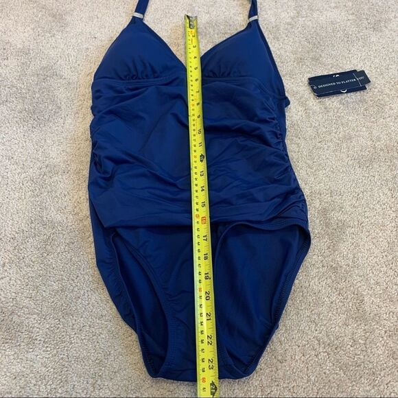 Chaps Ralph Lauren NWT ink blue one piece halter top slimming swimsuit size 8 - Picture 11 of 12